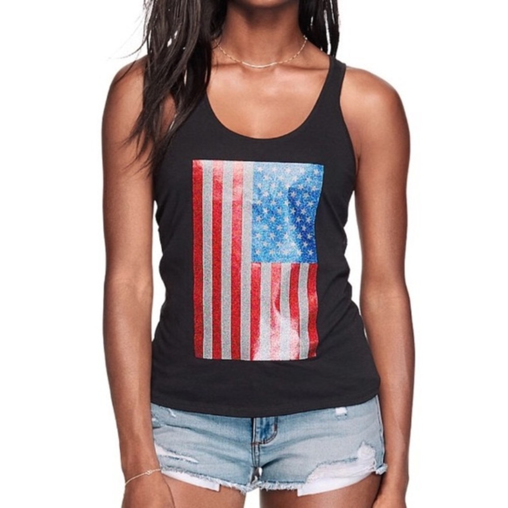 PINK | VS Bling Americana Racerback Tank Black